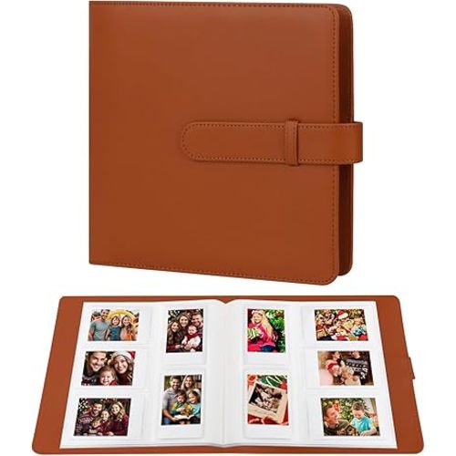 Ruibytree 360 Pockets Photo Album for Fujifilm Instax Mini LiPlay 12 11 9 8 40 41 99 Evo 7S Instant Film Camera,PU Leather Cover Photo Book for Polaroid 2x3 Pictures (Brown)