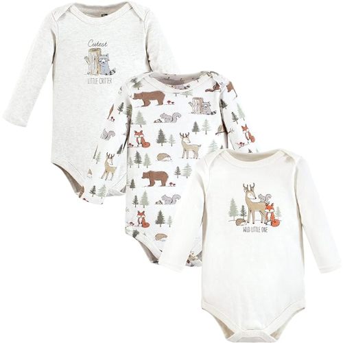 Hudson Baby baby-boys Cotton Long-sleeve Bodysuits 3-pack