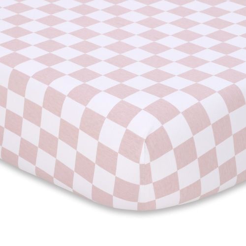 Bilbi Jersey Cot Fitted Sheet Check Pink