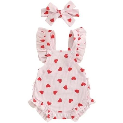 ZAXARRA Little Baby Girls 2Pcs Summer Outfits Fly Sleeve Flower Print Bodysuit with Headband Newborn Clothes