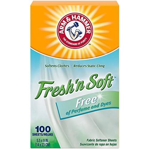Arm & Hammer Fabric Softener Sheets, Free of Perfumes and Dyes, 100 ct