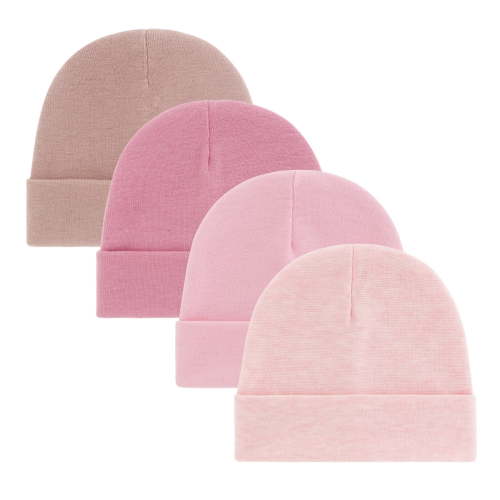 Pack of 4pcs Newborns Cotton Bonnet Hats Soft Stretchy Unisex Baby Nursing Caps for 0 to 3 Months Multiple Occasion