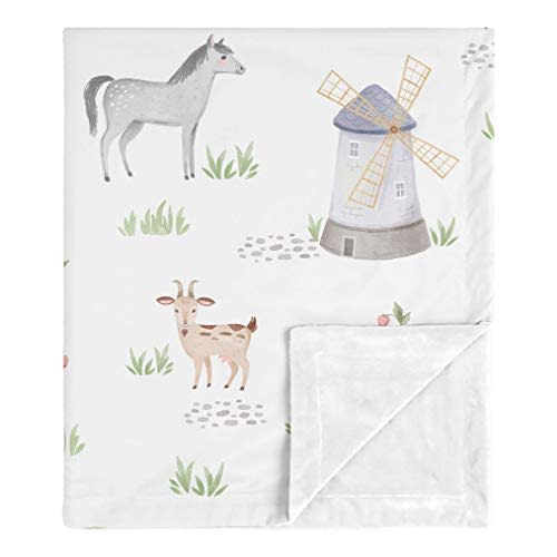 Sweet Jojo Designs Farm Animals Baby Boy Girl Receiving Security Swaddle Blanket for Newborn or Toddler Nursery Car Seat Stroller Soft Minky - Watercolor Farmhouse Horse Cow Sheep Pig
