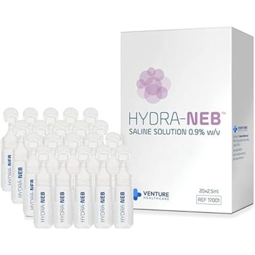 Saline Ampoules — 0.9% Sodium Chloride Solution, Preservative Free Nasal Care for Nose, Wound Cleansing, Babies, Kids & Adults — 20 Count, 2.5ml Each (50ml / 1.69 fl oz)