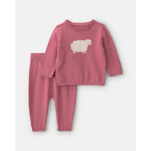 Baby Girl 2-Piece Sheep Long-Sleeve Top & Pant Set - Pink | Carter's