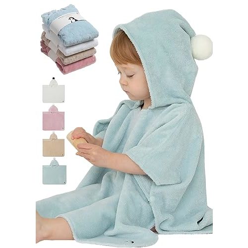 Konny Baby Hooded Towel Rayon from Bamboo Cotton Baby Bath Beach Towel Hooded Poncho, Oeko-TEX, Ultra Soft & Quick-Dry, Newborn Boys Girls Toddler (Mint, Small)