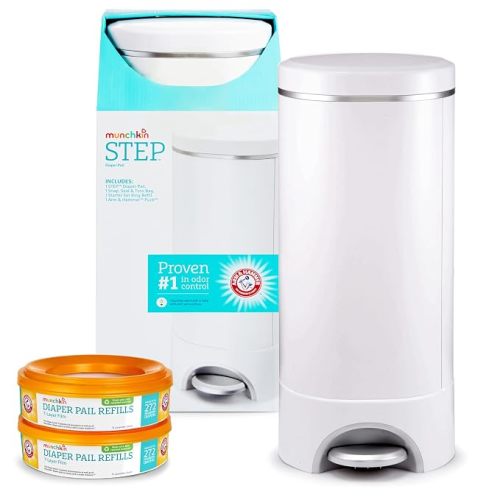 Munchkin® Step Diaper Pail Bundle - Includes Diaper Pail, Refill Rings, Bags and Baking Soda Puck