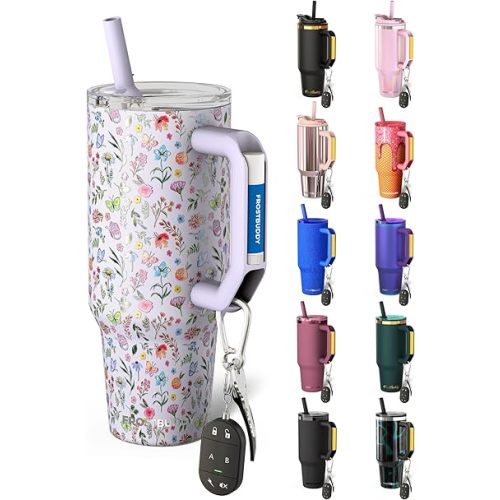 Thicc Buddy - 40 oz Stainless Steel Vacuum Insulated Tumbler with Lid and Straw for Water - Travel Mug Cupholder Friendly - Gifts for Women Men Him Her (Wild Floral)