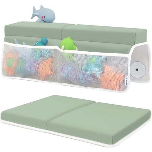 Comfortable Baby Bath Kneeler and Elbow Rest Pad Set - 1.5 Inch, Green