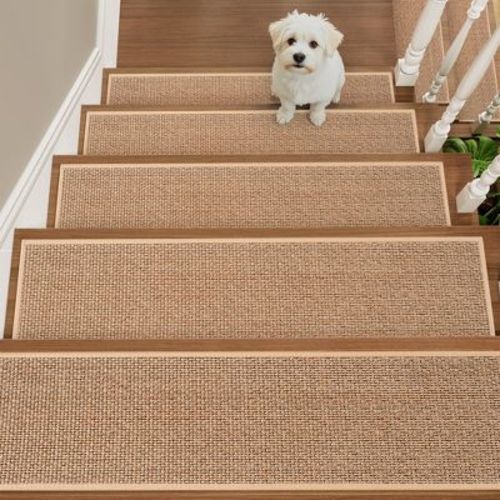 MontVoo Non-Slip Woven Stair Treads Beige pack of 15