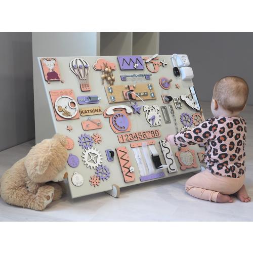Large Montessori Busy Board: Wooden Sensory Activity Board for Toddlers and Babies