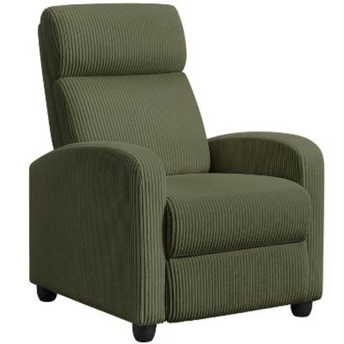 Yaheetech Adjustable Corduroy Recliner Chair Sofa Chair with Pocket Springs for Living Room Bedroom, Dark Green
