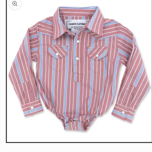 Vintage Blue and Red Stripe Long Sleeve Pearl Snap Onesie – Cowkid Clothing Company