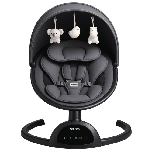 P@B PBell Baby Swings for Infants, Infant Swing, 3 Seat Positions, 5 Point Harness Belt, 5 Speeds and Remote Control - Portable Baby Swing for Indoor and Outdoor (Black) - Walmart.ca