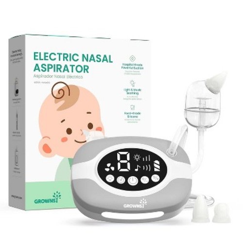 GROWNSY Electric Nose Suction for Baby, Hospital-Grade Nasal Aspirator with Night Light,Soothing Lullabies, 9 Suction Levels
