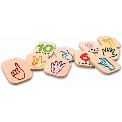 PlanToys® Hand Sign Numbers 1-10 Wooden Montessori Kids Counting Play Toy