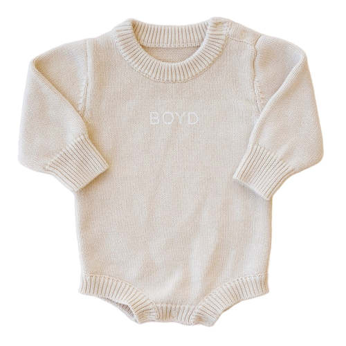 Personalized Knit Sweater Bubble Romper | Solid