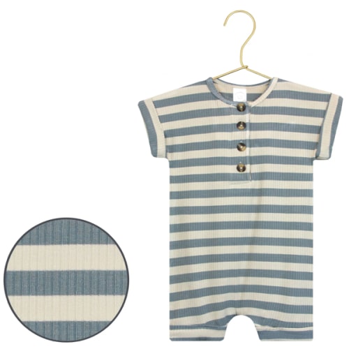 Lincoln Light Blue Striped Ribbed Romper 6-12 months