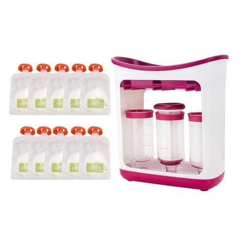 Squeeze Station Pouch Holder | Baby Food Pouches Refillable | Squeeze Station Baby Food Pouch Maker with 3 Dispensers and Fresh Pouches | Babys Puree Maker Feeding E-ssentials