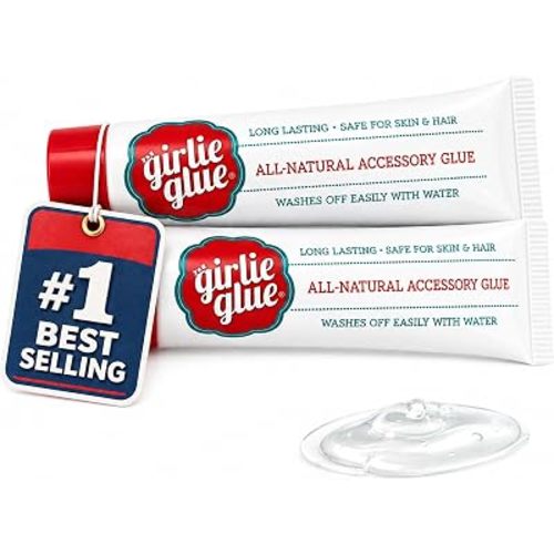 Girlie Glue Hair, Face & Skin Adhesive Glue for Babies, Kids & Pets, Gentle Skin Glue for Bows, Gems, Glitter, Costumes & Accessories, Dries Clear, Washes Off with Water Non Toxic Long Lasting 2 Tubes