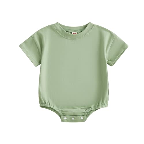 Balaflyie Cotton Bubble Romper Baby Boy Girl Oversize Tshirt Bodysuit Short Sleeve Infant Summer Clothes
