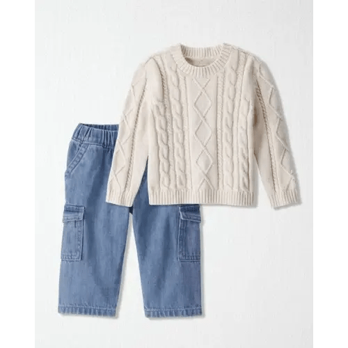 Baby 2-Piece Organic Cotton Cable Knit Sweater & Pant Set - Little Planet | Carter's