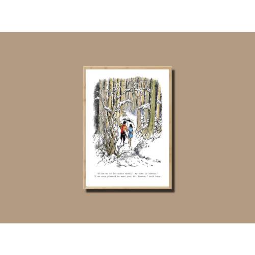 The Lion the Witch and the Wardrobe, C.S. Lewis, Lucy Pevensie, Mr. Tumnus, Lamp Post, Narnia, Narnia Quote, Fantasy Art, Narnia Art Print