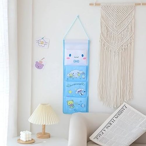 Cute Cartoon Hanging Closet Organizers and Storage, 4-Shelf Closet Hanging Storage Shelves for Girls Bedroom