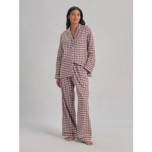 Berry Gingham Linen Blend Pajama Set