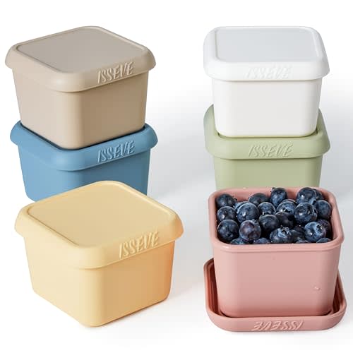 ISSEVE 6Pack 6oz Silicone Snack Containers for Kids, Reusable Small Containers with Lids, Leak Proof Silicone Food Storage Containers, Children Kids Lunch Box for Daycare, School, Travel