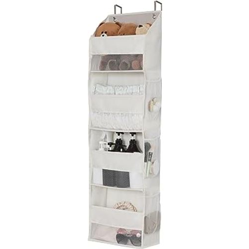 GRANNY SAYS 4-Shelf Over Door Hanging Organizer, Wall Mount Back of Door Hanging Organizers, Large Capacity Storage with Clear Window for Kids Toys, Diapers, Cosmetics, Beige