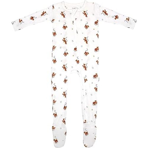 Bamboo Little Soft Baby Footie Pajamas, Baby Clothes, Newborn Sleepers, 95% Viscose and 5% Spandex, 0-24 Months