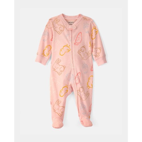 Baby Girl Easter 100% Cotton 2-Way Zip Sleep & Play Pajama - Pink | Carter's