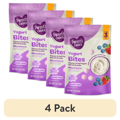 (4 pack) Parent’s Choice™ Mixed Berry Stage 3 Toddler Yogurt Bites Snack, 1 oz Pouch