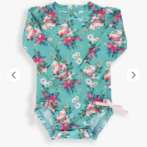 Floral Long Sleeve One Piece Rash Guard