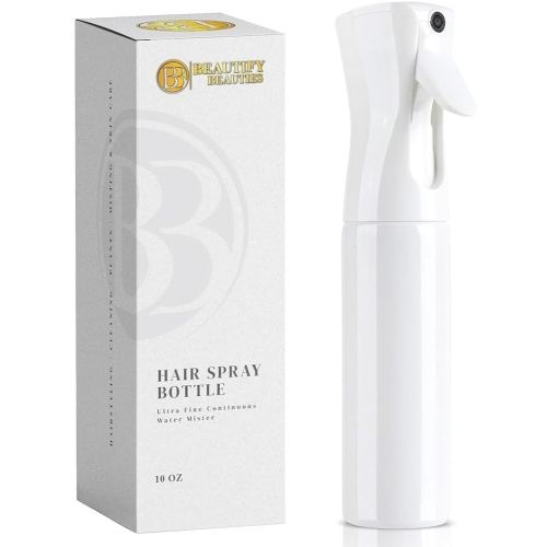 BeautifyBeauties Hair Spray Bottle – Ultra Fine Continuous Water Mister for Hairstyling, Cleaning, Plants, Misting & Skin Care (White, 10.1 Ounces)