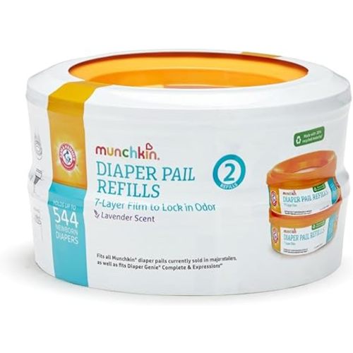 Munchkin® Arm & Hammer Diaper Pail Refill Rings, Holds up to 544 Newborn Diapers, 2 Pack