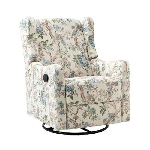 Bernd Comfy Manual Swivel Glider Recliner with Built-in S-spring and Metal Base | KARAT HOME-FLORAL