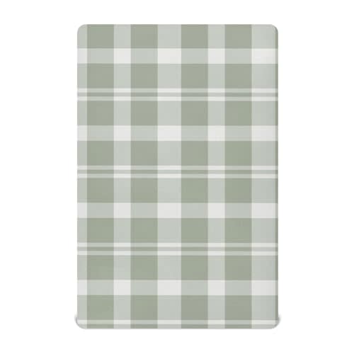 Sage Green Buffalo Plaid Crib Sheets for Boys Girls 28x52 Inch | Rustic Green Grey Gingham Checkered Print Mattress Cover Unisex Toddler Baby Bed Sheets Fitted Standard Crib Sheets