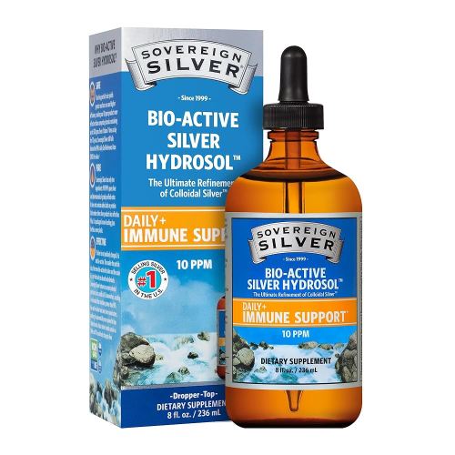 Sovereign Silver Immune Support - Colloidal Silver, Bio-Active Silver Hydrosol, 10 ppm, Liquid Dropper, 8 Fl Oz, (236 mL)