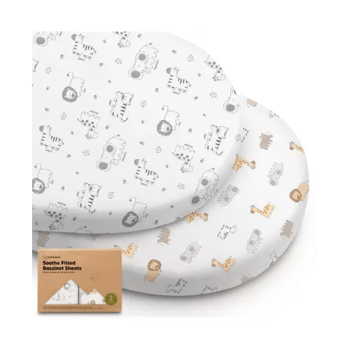Keasafari Bassinet Sheet for Baby Girls, Boys, 2-Pack Soothe Bassinet Fitted Sheets, Bedside Bassinet Mattress Sheet