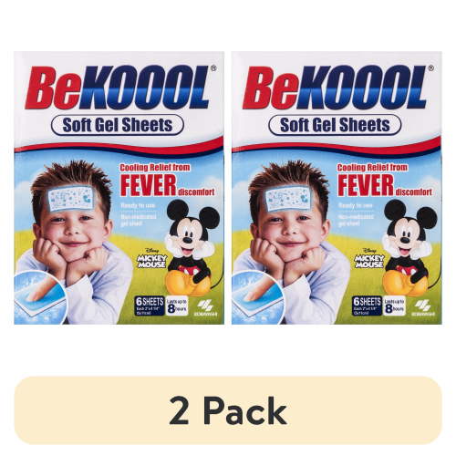 (2 pack) BeKoool Kids Cooling Gel Sheets Non Medicated, Fever Relief, 6 Count