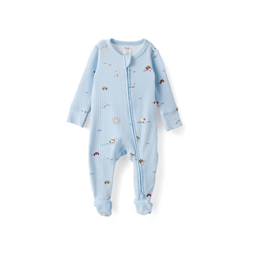 Littlie Organic Long Sleeve Zip All In One Romper, 3-6M
