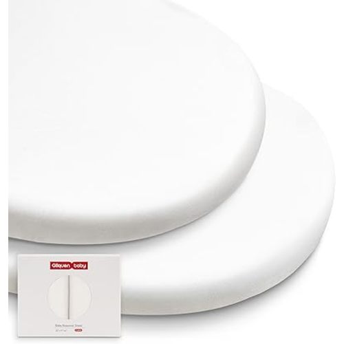 Gllquen Baby Bassinet Sheets 2 Pack, 100% Organic Cotton Bassinet Fitted Sheets for Girls Boys, Soft & Breathable Unisex Baby Mattress Sheet for Standard Bassinets 33"x17"(White)