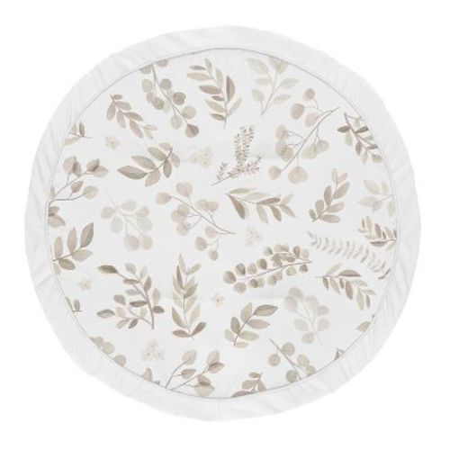 Sweet Jojo Designs Boy Girl Gender Neutral Unisex Baby Tummy Time Playmat Botanical Leaf Collection Taupe and White