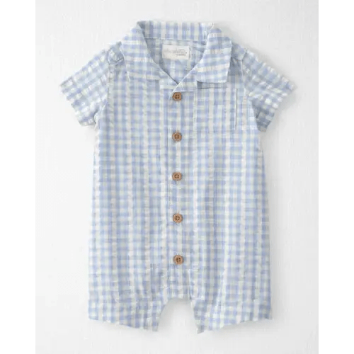 Baby Boy Seersucker Romper Made with Organic Cotton