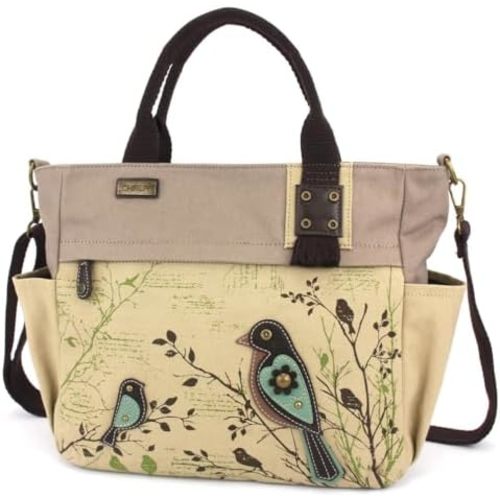 CHALA Canvas Print Pocket Tote Women Canvas Tote Bag/Shoulder Purse with Detachable Crossbody Strap