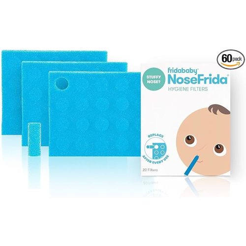 Frida Baby Nasal Aspirator Original 60 NoseFrida Filter Refills, Replacement Filters, Hygiene Filters for NoseFrida The Snotsucker, BPA Free, Latex Free