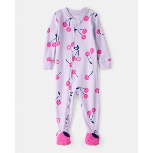 Baby Girl Cherry 100% Cotton Snug Fit 2-Way Zip Footie 1-Piece Pajamas - Purple - Carter's | Carter's