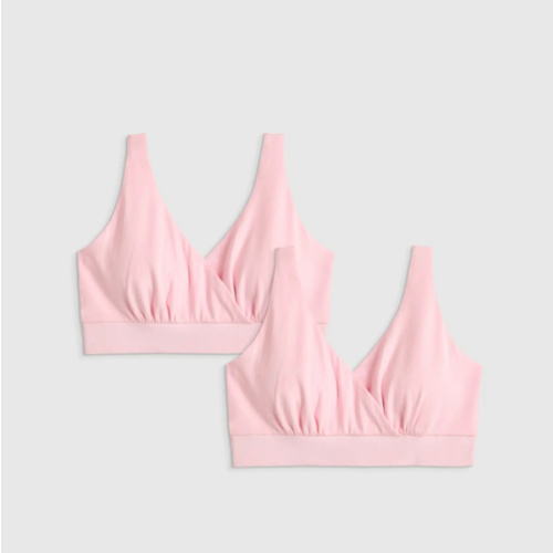 Organic Cotton Nursing & Sleep Bra (2-pack) - Maternity & Post-partum in Light Pink
